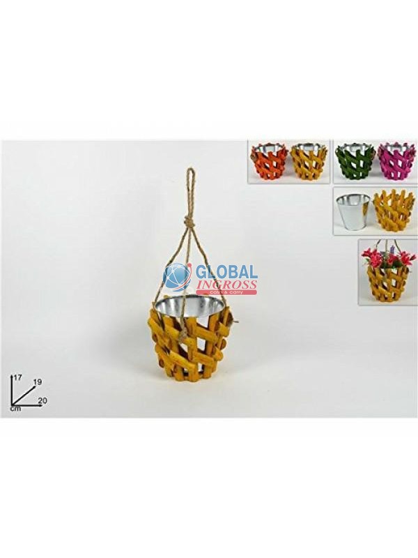 P/PIANTA LEGNO C/VASO COL.ASS