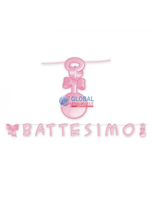 KIT SCRITTA MIO BATTESIMO ROSA 6mt