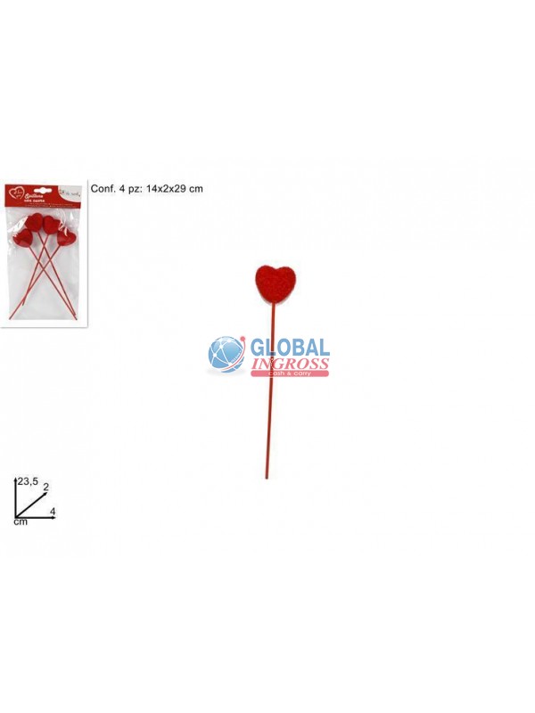 SPILLONE CUORE FLOCCATO4pz