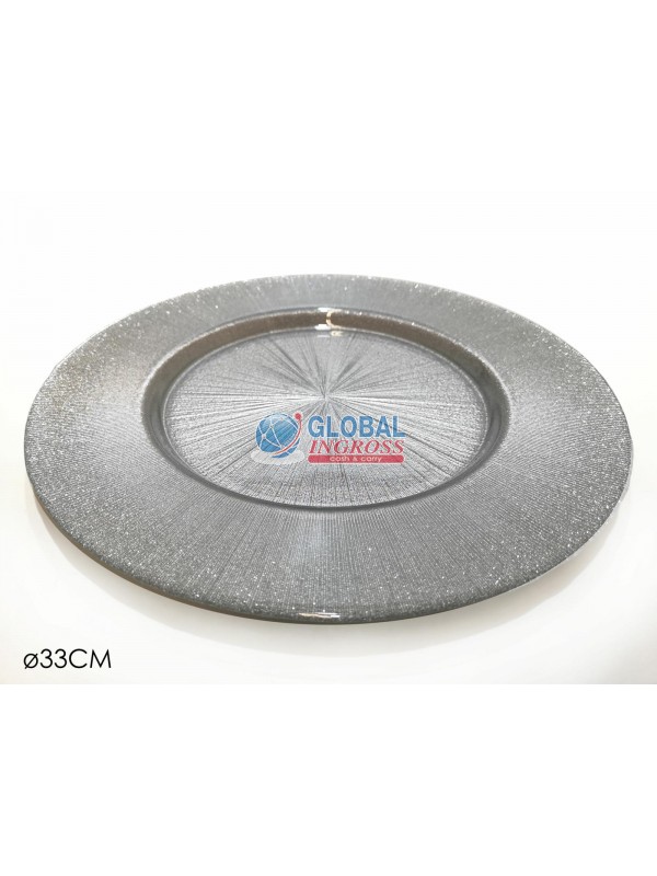 SOTTOPIATTO GLITTER SILVER 33cm