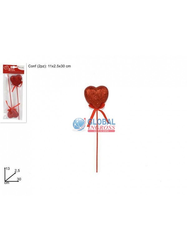 SPILLONE CUORE GLITTER 2pz