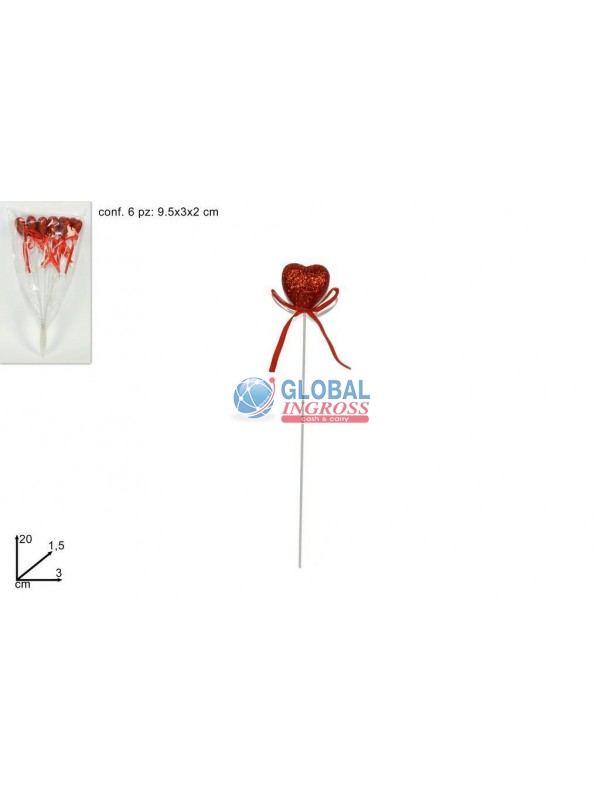 SPILLONE CUORE GLITTER 6pz