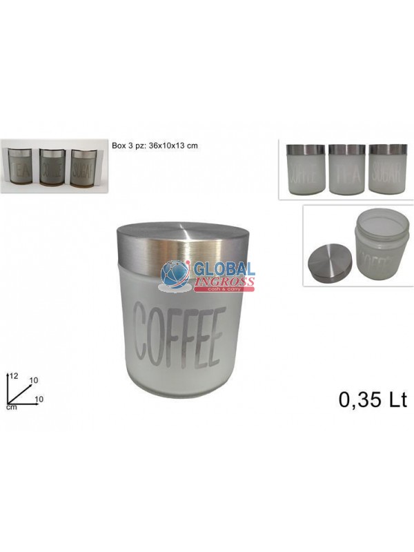 TRIS BARATTOLI VETRO C/TAPPO ALLUMINIO