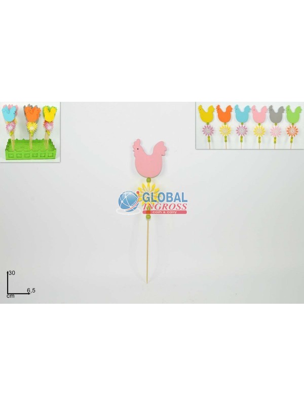 SPILLONE GALLINA LEGNO C/FIORE