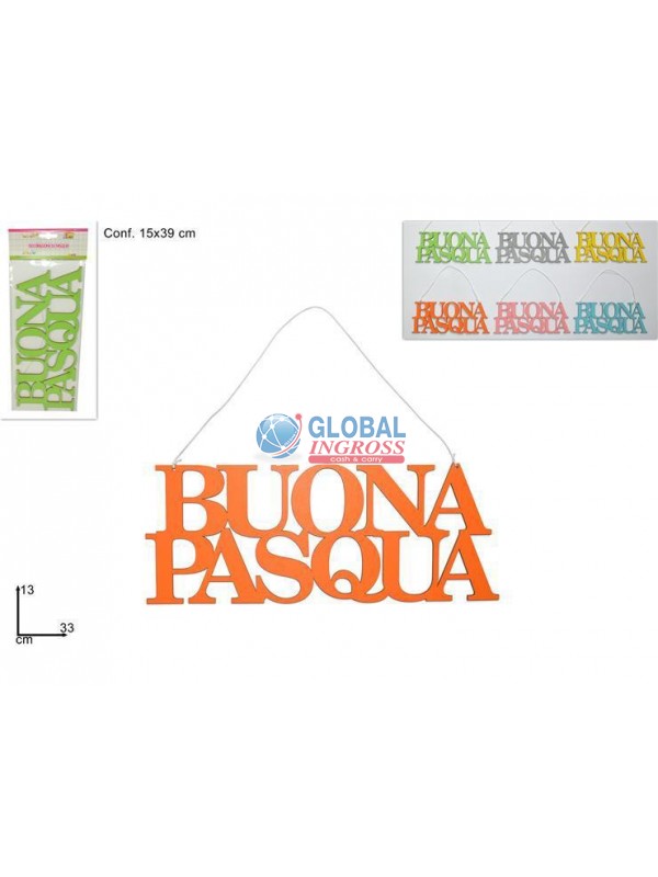 SCRITTA LEGNO BUONA PASQUA 33cm