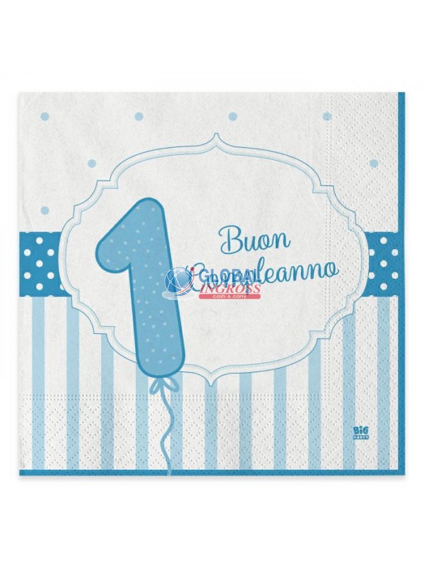 TOVAGLIOLI BUON 1'COMPLEANNO CELESTE 20pz