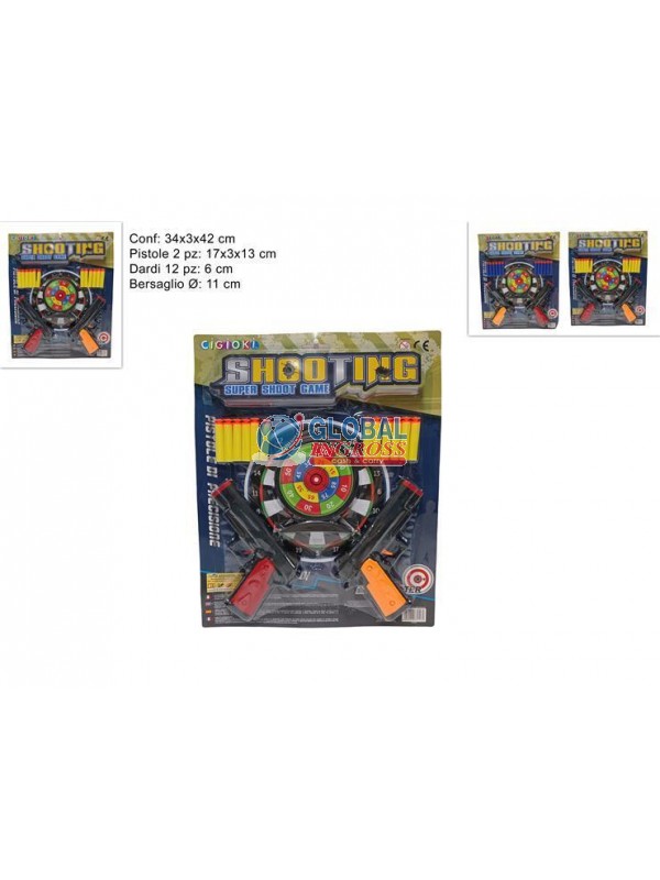 CARTELLA PISTOLA CON DARDI E BERSAGLIO