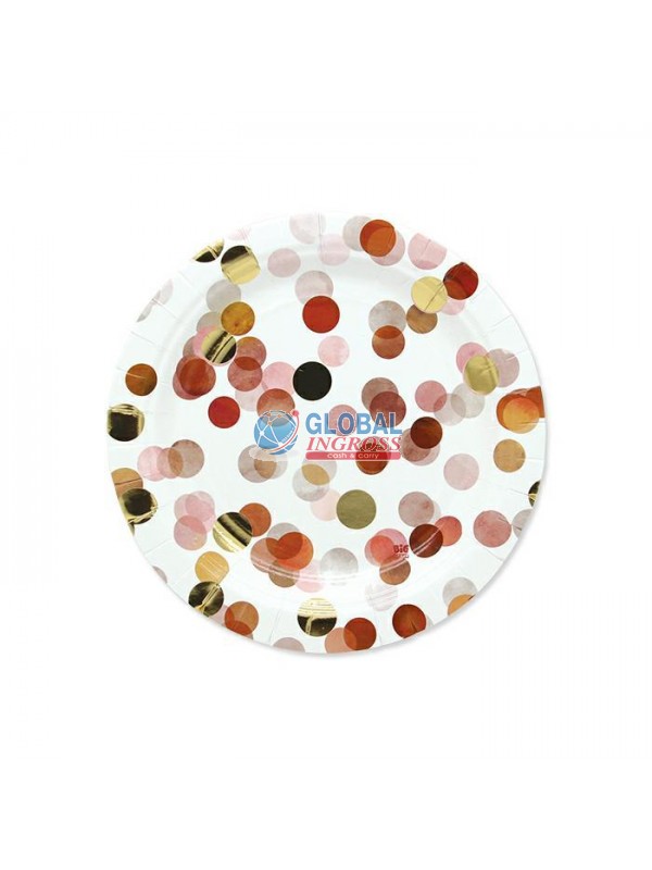 PIATTI CORIANDOLI ROSA 8pz