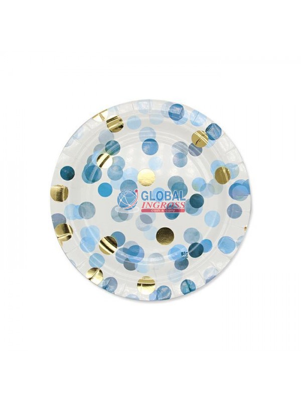 PIATTI CORIANDOLI CELESTE 8pz