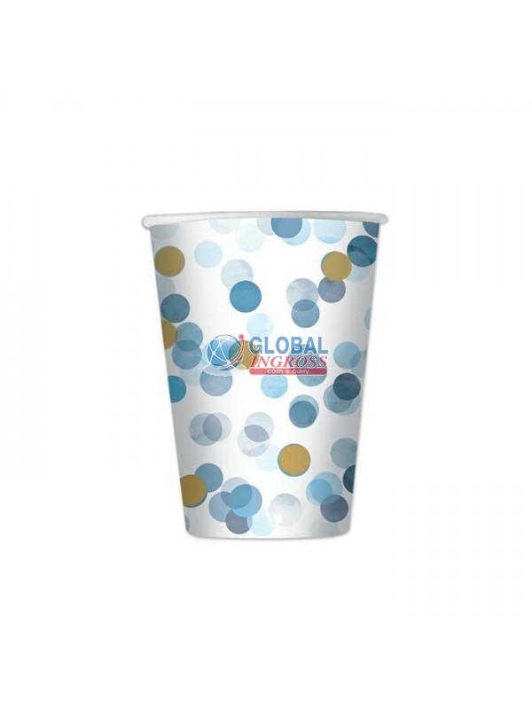 BICCHIERI CORIANDOLI CELESTE 8pz