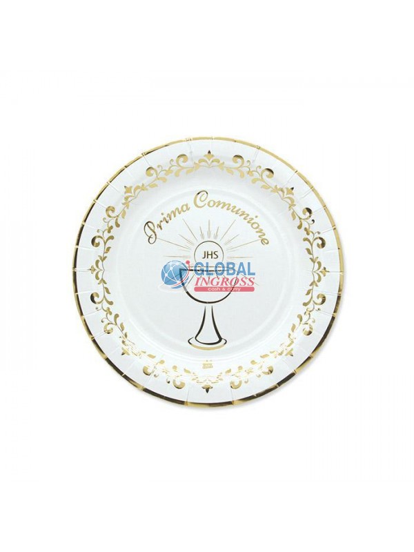 PIATTI COMUNIONE GOLD 8pz 18cm