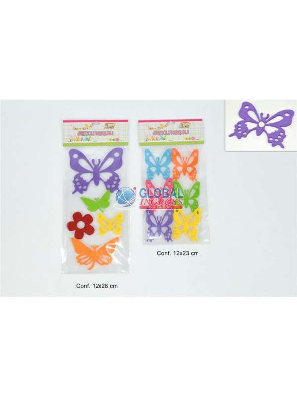 DECORAZIONE FELTRO CON ADESIVO FARFALLE