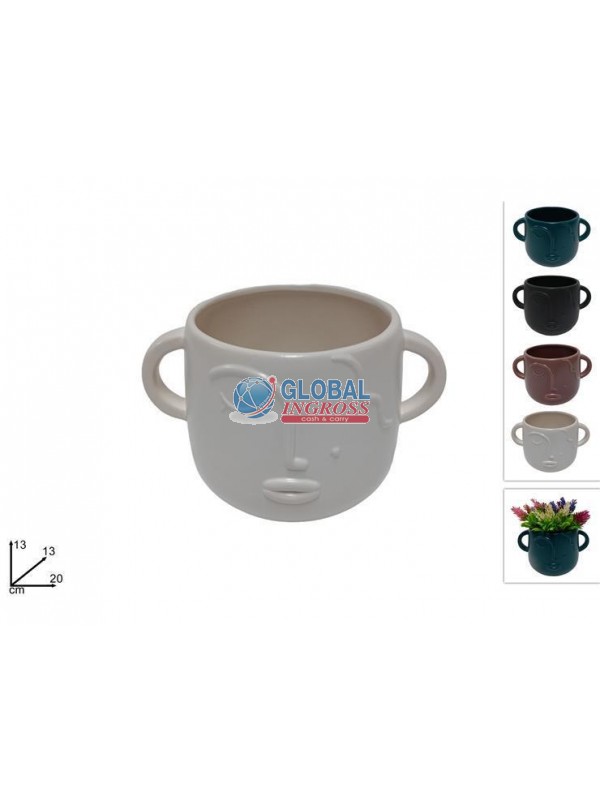 VASO P/PIANTE VISO STILIZZATO 20cm