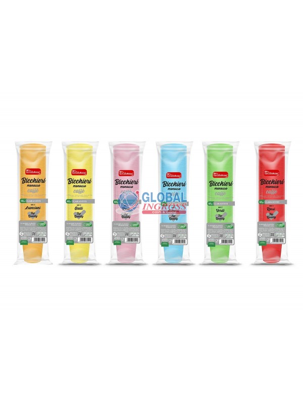 BICCHIERINI CAFFE' PLASTICA COL.ASS. 60pz