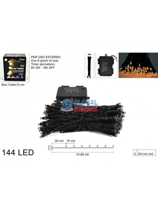 MINILED ESTERNO 144 BIANCO CALDO C/TIMER