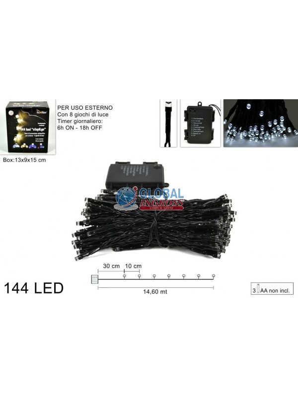 MINILED ESTERNO 144 BIANCO FREDDO C/TIMER
