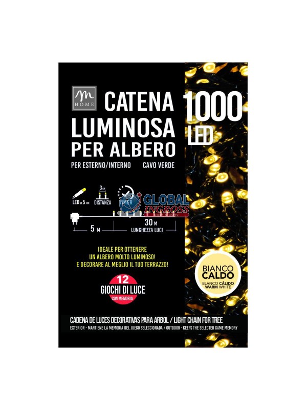 MINILED ESTERNO 1000 BIANCO CALDO C/TIMER, MEMORIA E 12 GIOCHI