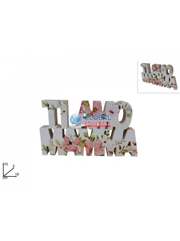 DECORAZIONE MAMMA SCRITTA LEGNO 10cm