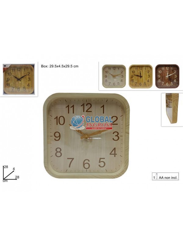 OROLOGIO MURO QUADRATO EFFETTO LEGNO