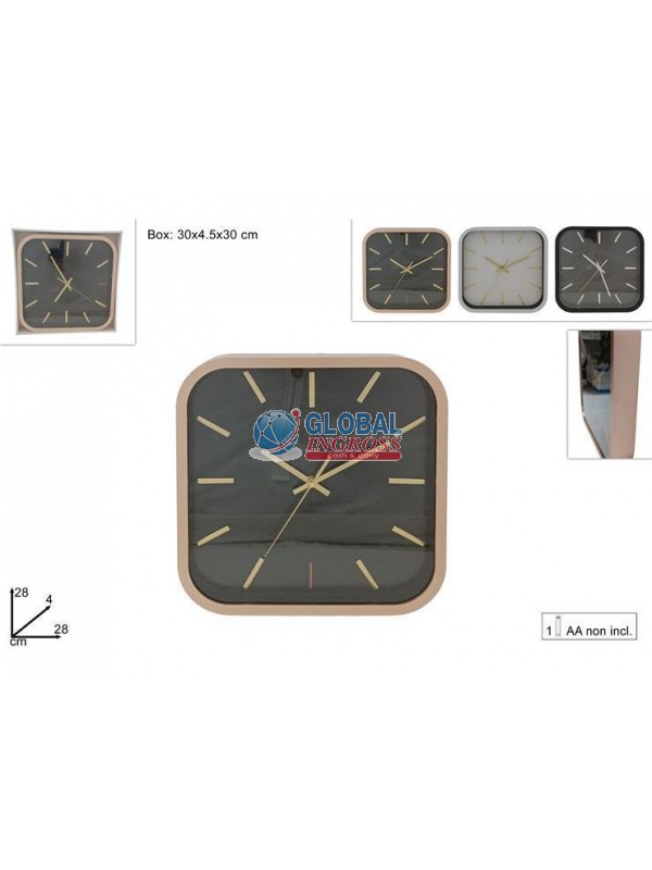 OROLOGIO MURO NUMERI METALLO QUADRATO