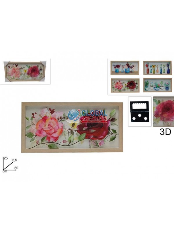 QUADRO FIORI 3D RETTANGOLARE ASS.