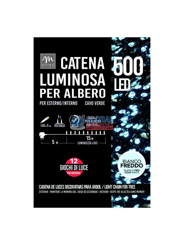 MINILED ESTERNO 500 BIANCO FREDDO C/TIMER, MEMORIA E 12 GIOCHI