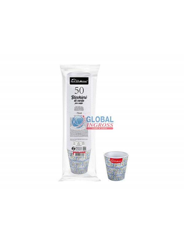 BICCHIERINI CAFFE' CARTA MAIOLICA BLU 50pz
