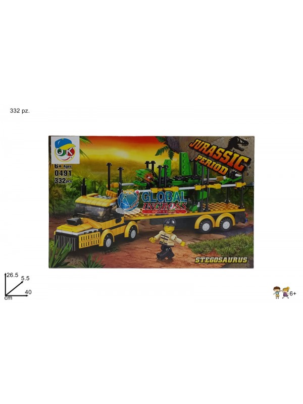 COSTRUZIONI CAMION CON DINOSAURO 332pz