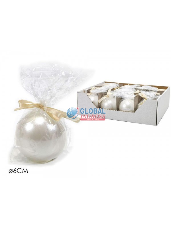 CANDELA PALLA 6cm BIANCO PERLA