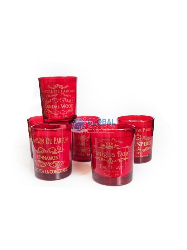 CANDELA IN BICCHIERE C/SCRITTE ORO 120gr