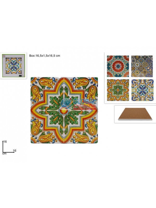 SOTTOPENTOLA QUADRATO 16cm BASE SUGHERO