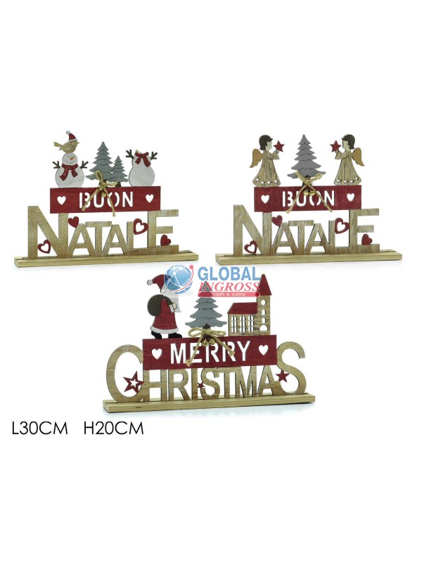SCRITTA NATALE LEGNO 30cm
