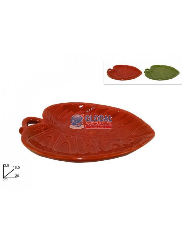 VASSOIO FOGLIA CERAMICA20cm COL.ASS.