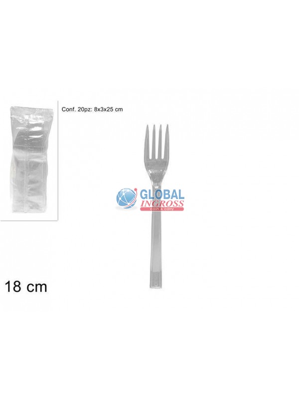 FORCHETTE PLASTICA TRASPARENTE 20pz RIUTILIZZABILI
