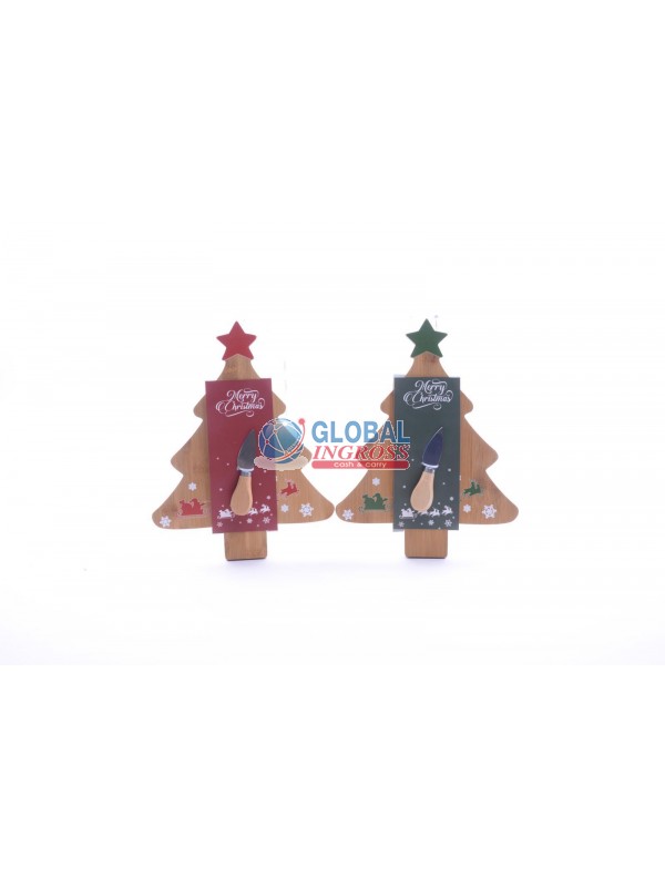 TAGLIERE FORMA ALBERO C/UTENSILE 33x25cm