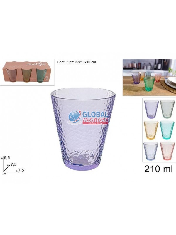 BICCHIERI VETRO COLORATI 6pz 210ml