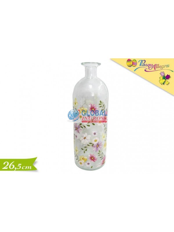 VASO TRASPARENTE C/FIORI 26cm