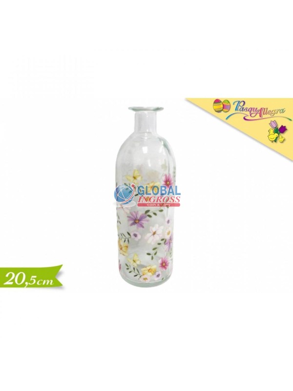 VASO TRASPARENTE C/FIORI 20cm