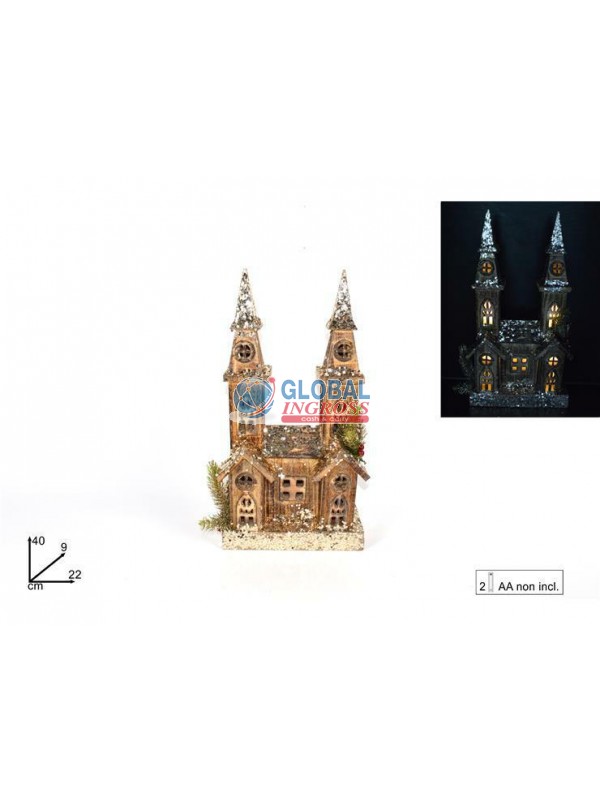 CASETTA LEGNO C/2 TORRI40cm GLITTER