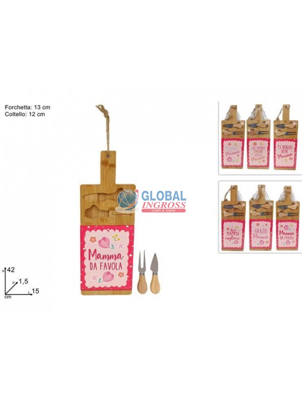 TAGLIERE MAMMA C/ACCESSORI LEGNO E CERAMICA