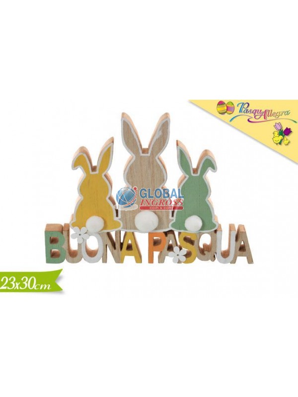 SCRITTA BUONA PASQUA C/CONIGLI 23x30cm