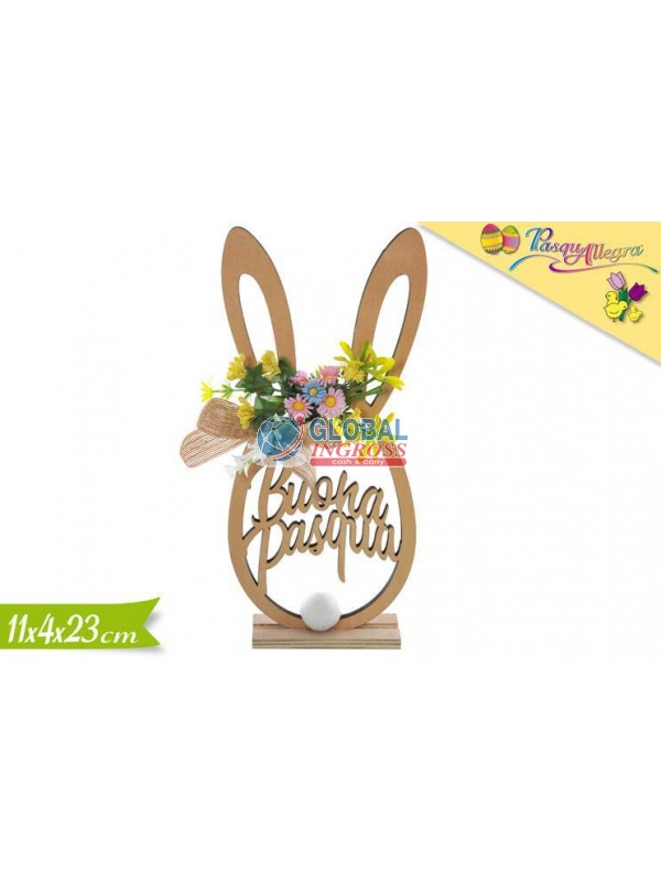 DECORAZIONE LEGNO CONIGLIO 23cm