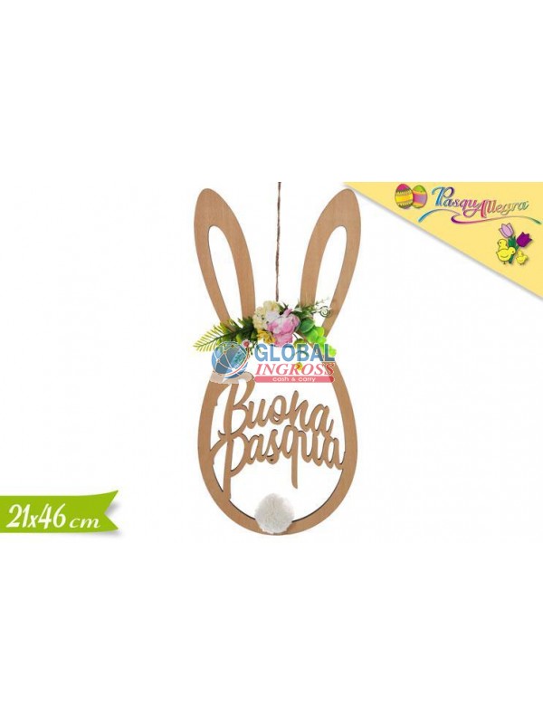 PENDAGLIO CONIGLIO LEGNO 46cm