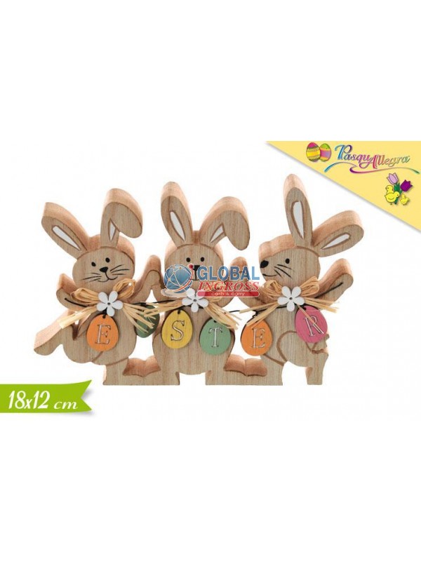 DECORAZIONE CONIGLIETTILEGNO 18x12cm