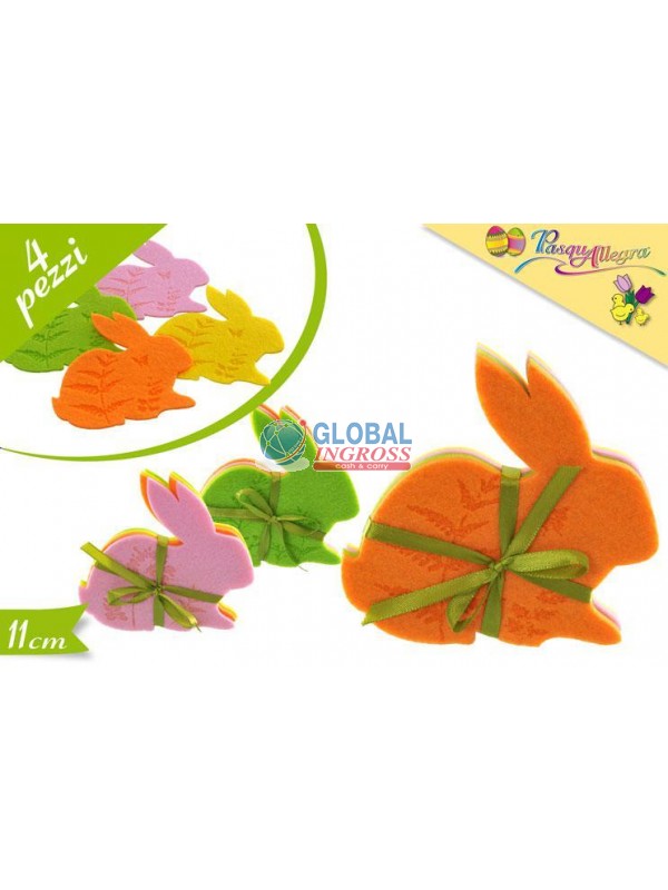 CONIGLIO FELTRO 4pz 11cm