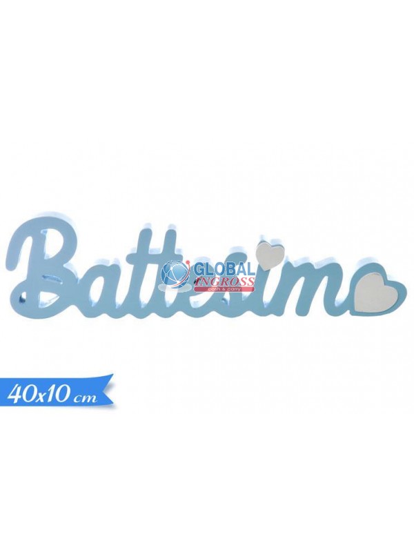 SCRITTA LEGNO BATTESIMOCELESTE 40x10