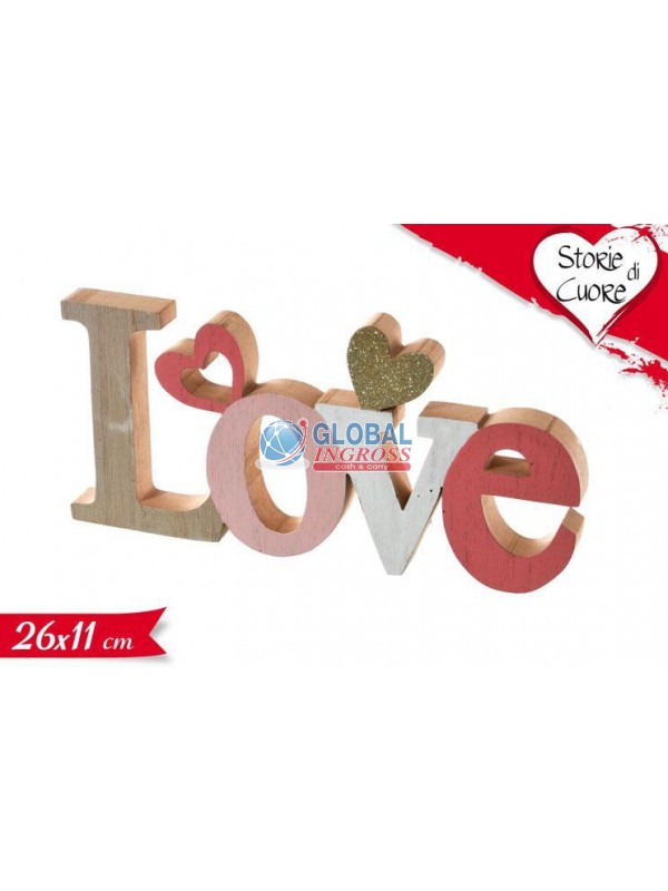 SCRITTA LOVE LEGNO C/GLITTER