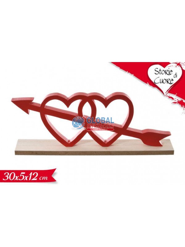 CUORI LEGNO SU BASE 30x5x12