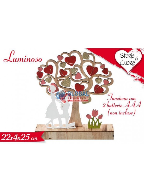 DECORAZIONE ALBERO D/VITA LOVE C/LUCE 22cm