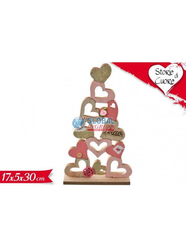 DECORAZIONE LEGNO CUORI30cm